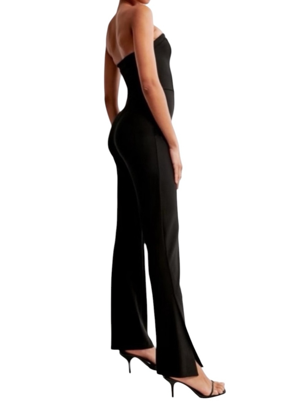 Abercrombie & Fitch Split Hem Wide-Leg Jumpsuit Pants Sz Large NWT Black - Picture 4 of 16